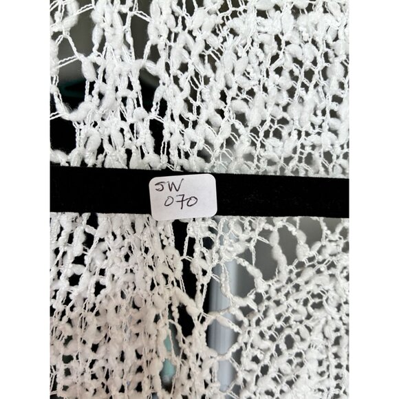 POL White Open Knit Long Cardigan Medium Hippie Beachy Lightweight Boho Vibe - Picture 9 of 9